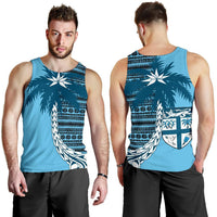 Fiji Tapa Men's Tank Top A02 Blue - Polynesian Pride