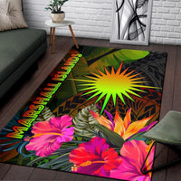 Marshall Islands Polynesian Area Rug - Hibiscus and Banana Leaves - Polynesian Pride