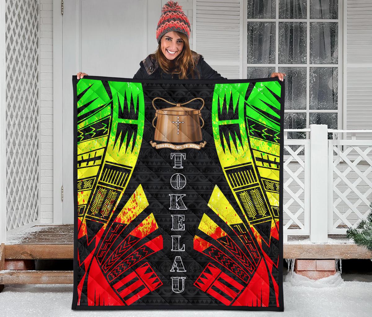 Tokelau Premium Quilt - Tokelau Coat Of Arms Polynesian Reggae Tattoo - Polynesian Pride