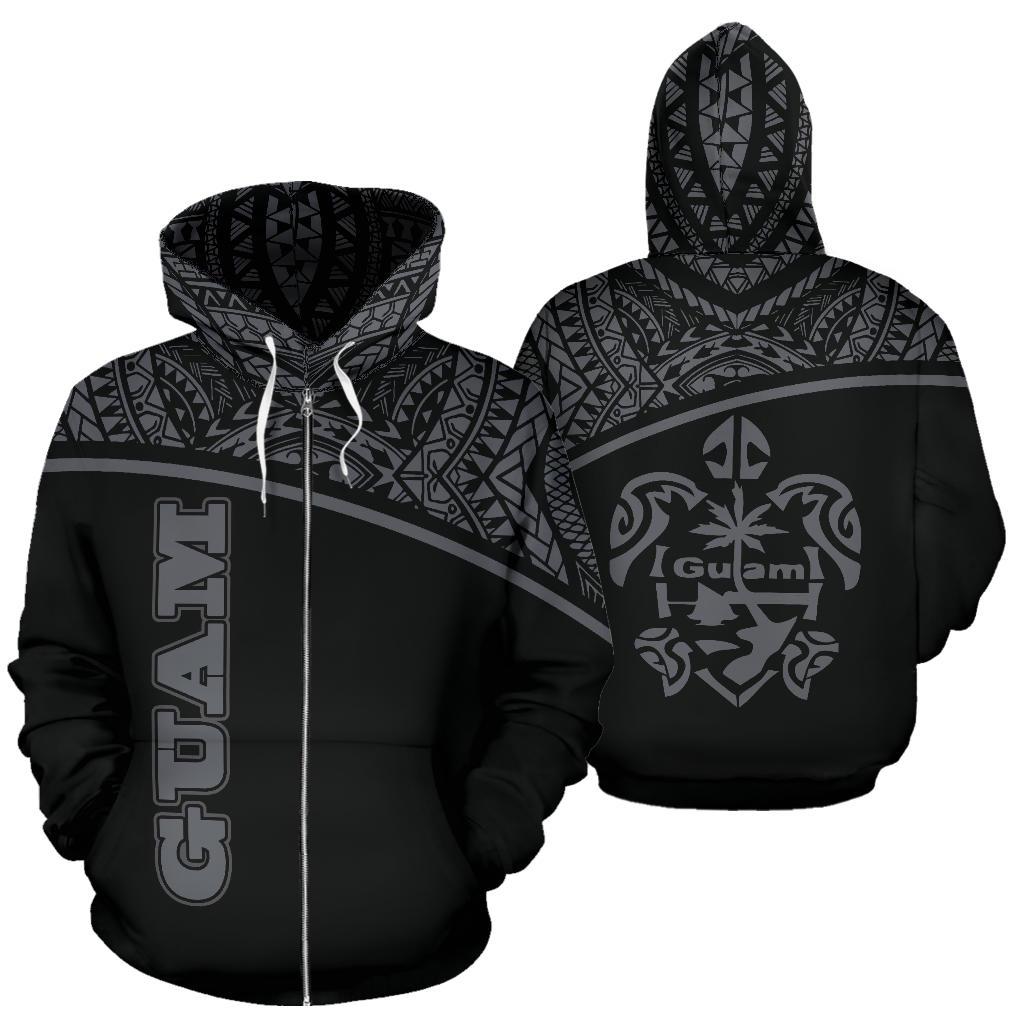 Guam All Over Zip up Hoodie Micronesia Curve Grey Style Unisex Grey - Polynesian Pride