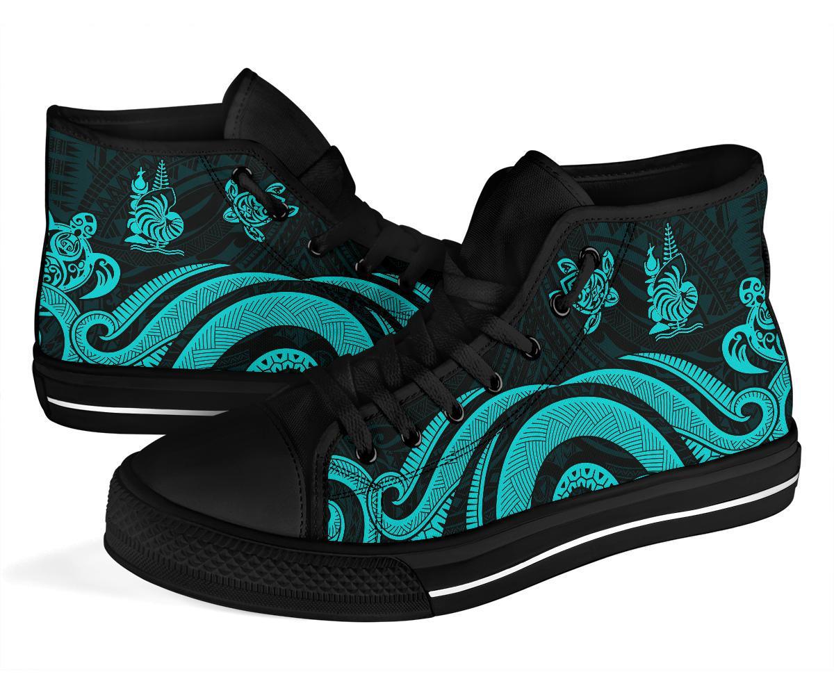 New Caledonia High Top Canvas Shoes - Turquoise Tentacle Turtle - Polynesian Pride
