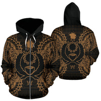 Pohnpei Polynesian All Over Zip up Hoodie Map Gold Unisex Gold - Polynesian Pride