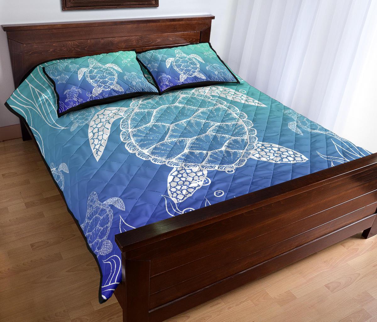 Turtle Gardiant Background Quilt Bed Set - Polynesian Pride
