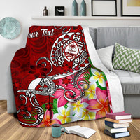 Guam Custom Personalised Premium Blanket - Turtle Plumeria (Red) - Polynesian Pride