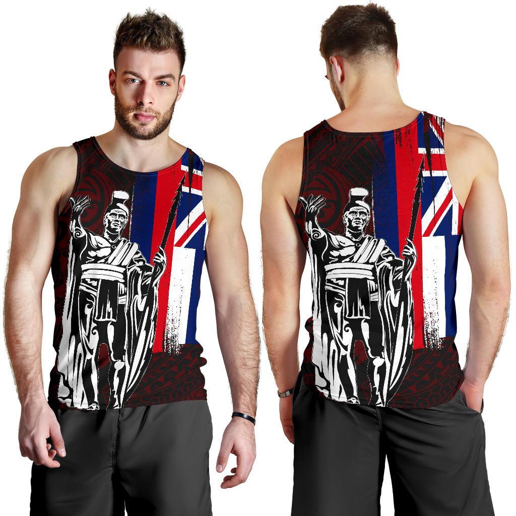 Hawaii King Flag Polynesian Men's Tank Top - Red Red - Polynesian Pride