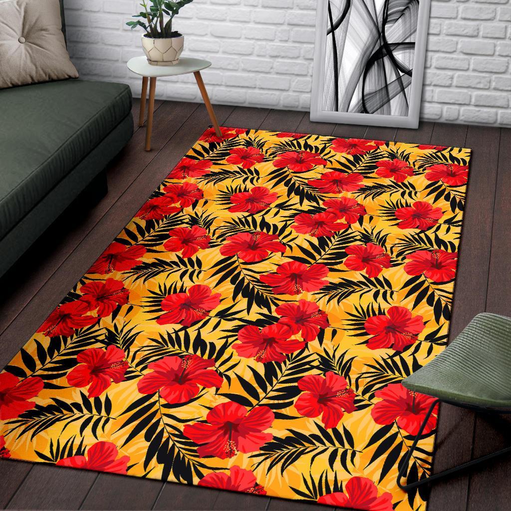Tropical Flowers And Palm Leaves Rug - Polynesian Pride