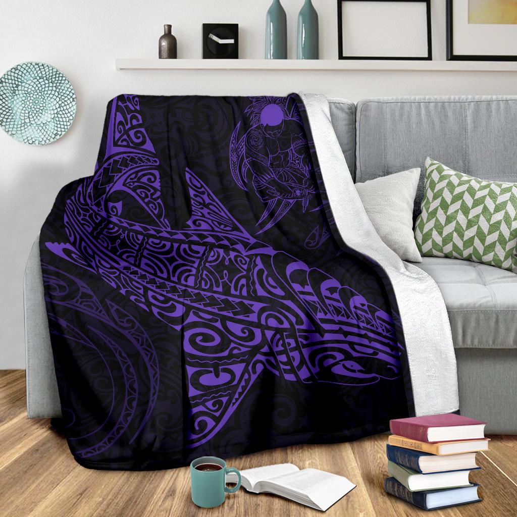Shark Polynesian Blanket - Polynesian Tattoo Purple - Polynesian Pride