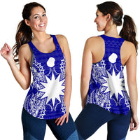 Nauru Polynesian Women Tank Top Map Blue - Polynesian Pride