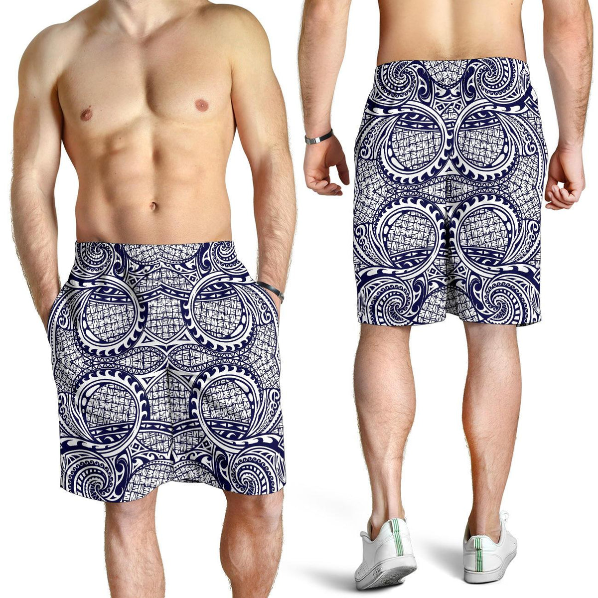 Polynesian Men's Shorts Blue And White - Polynesian Pride