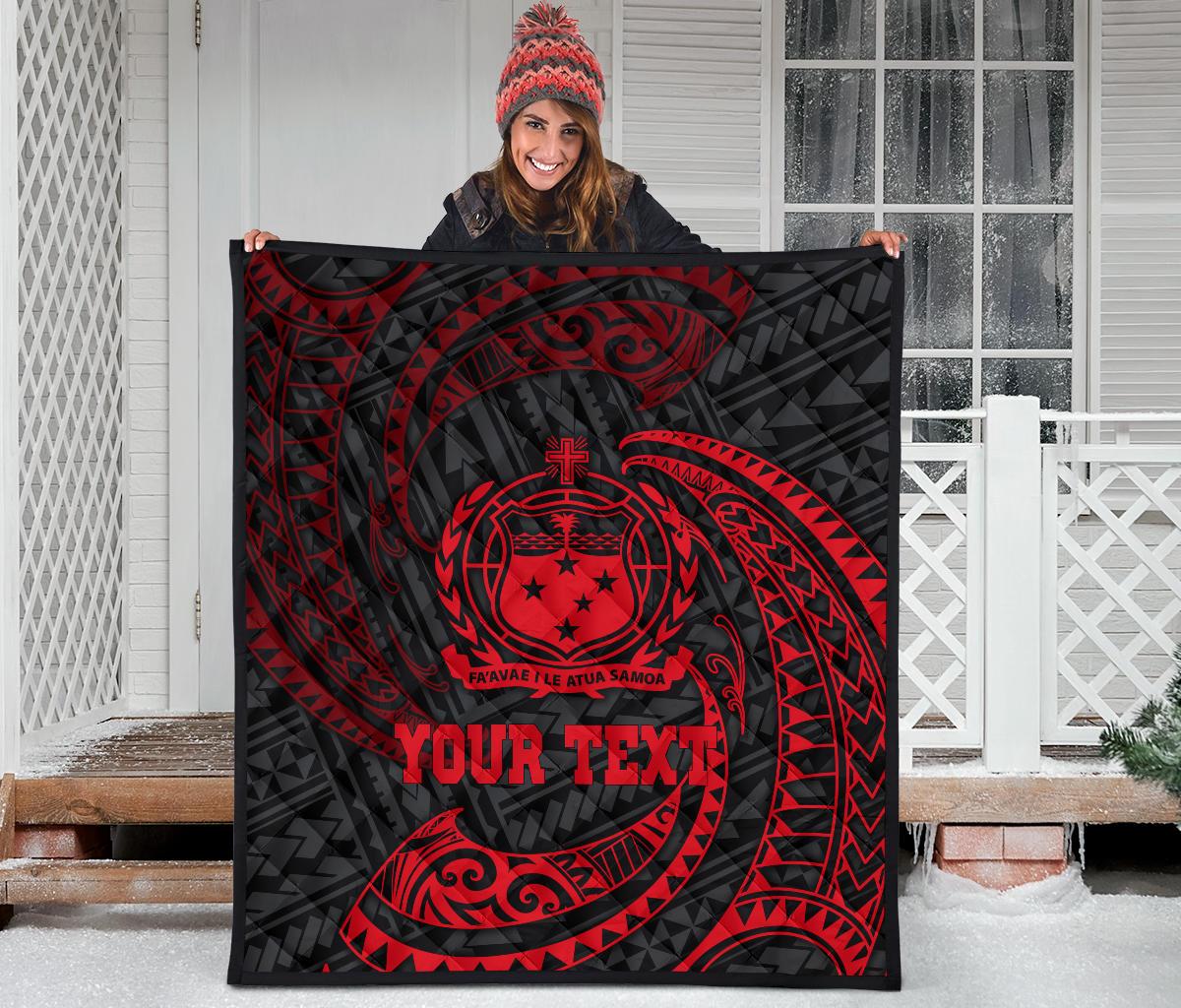 Samoa Polynesian Custom Personalised Premium Quilt - Red Tribal Wave - Polynesian Pride
