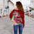 FSM Custom Personalised Women's Off Shoulder Sweater - Turtle Plumeria (Red) - Polynesian Pride