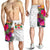 Fiji Polynesian All Over Print Men's Shorts - Hibiscus White Pattern - Polynesian Pride