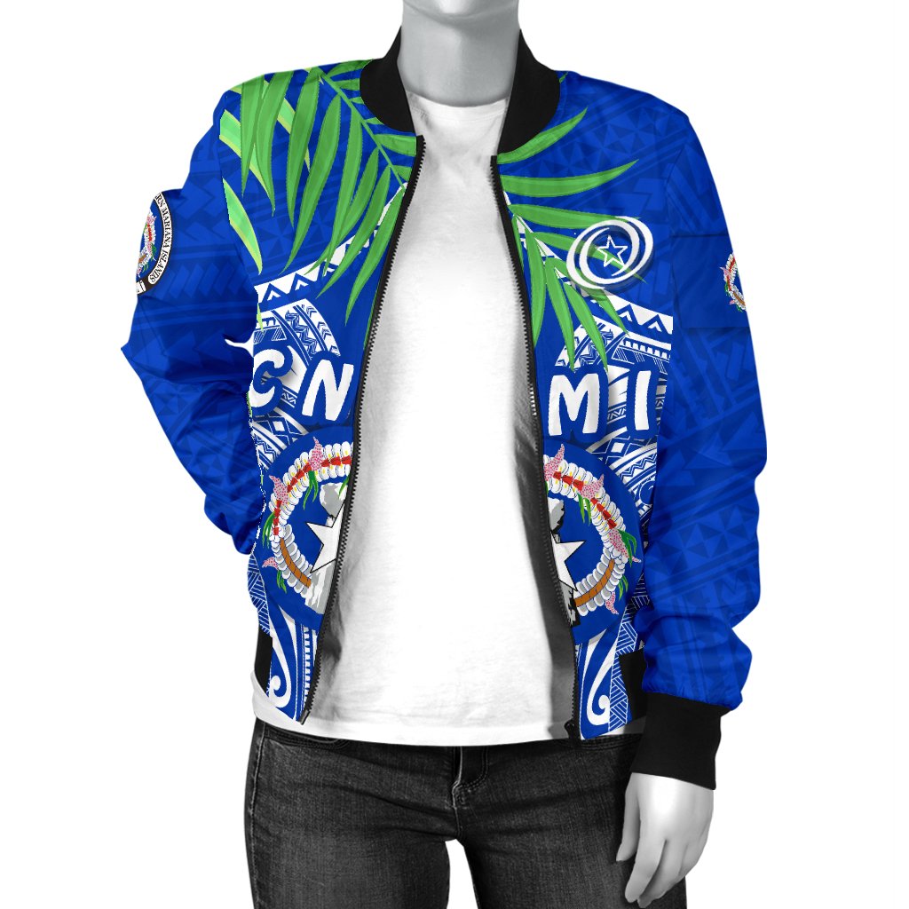 Northern Mariana Islands Rugby Women Bomber Jacket Coconut Leaves - CNMI - Polynesian Pride