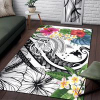 Papua New Guinea Polynesian Area Rug - Summer Plumeria (White) - Polynesian Pride