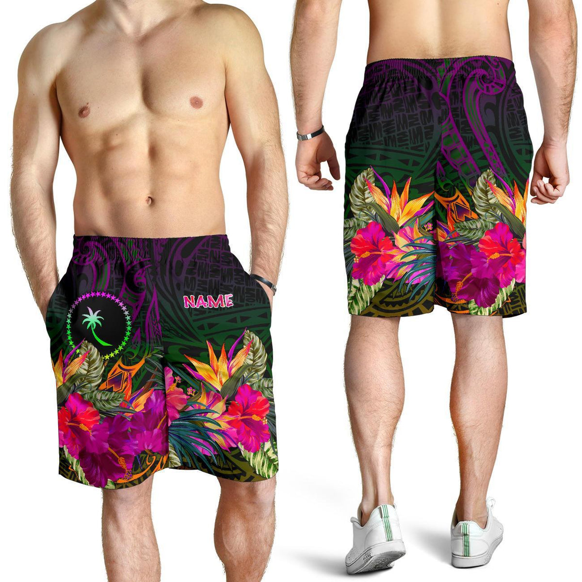 Chuuk Personalised Men's Shorts - Summer Hibiscus - Polynesian Pride