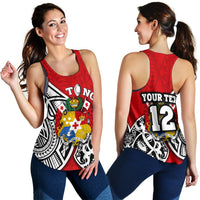 (Custom Personalised) Tonga Rugby Women's Racerback Tank Polynesian Style - Polynesian Pride