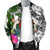 Vanuatu Men's Bomber Jacket White - Turtle Plumeria Banana Leaf - Polynesian Pride