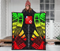 Wallis And Futuna Premium Quilt -Wallis And Futuna Coat Of Arms Polynesian Reggae Tattoo Red - Polynesian Pride