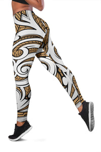Polynesian Maori Ethnic Ornament Gold Hawaii Women's Leggings AH - Polynesian Pride