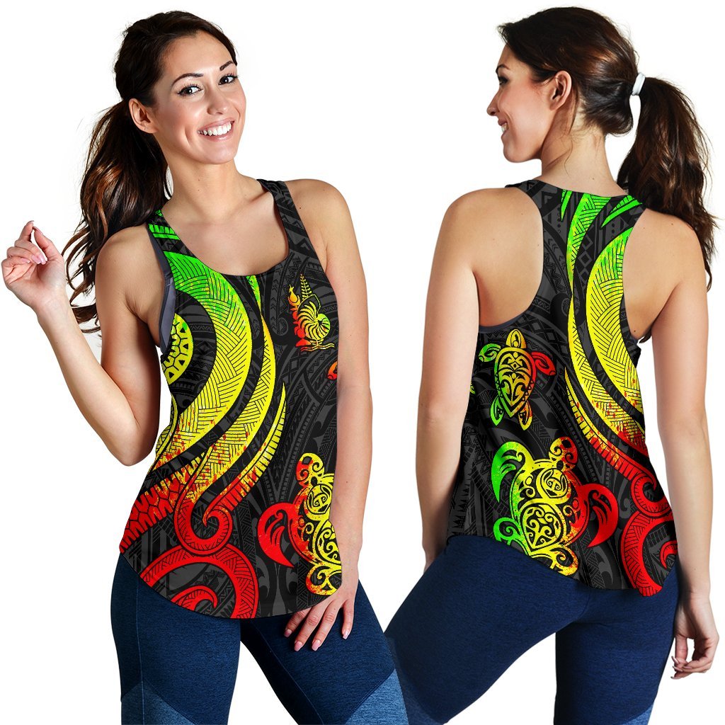 New Caledonia Women's Racerback Tank - Reggae Tentacle Turtle - Polynesian Pride