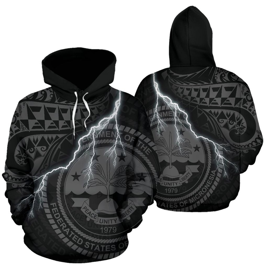 Federated States of Micronesian Hoodie Lighting Thunder Unisex Black - Polynesian Pride