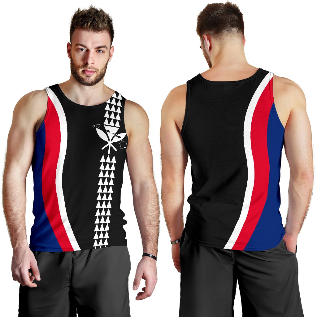 Hawaii Kakau Flag Men's Tank Top Black - Polynesian Pride