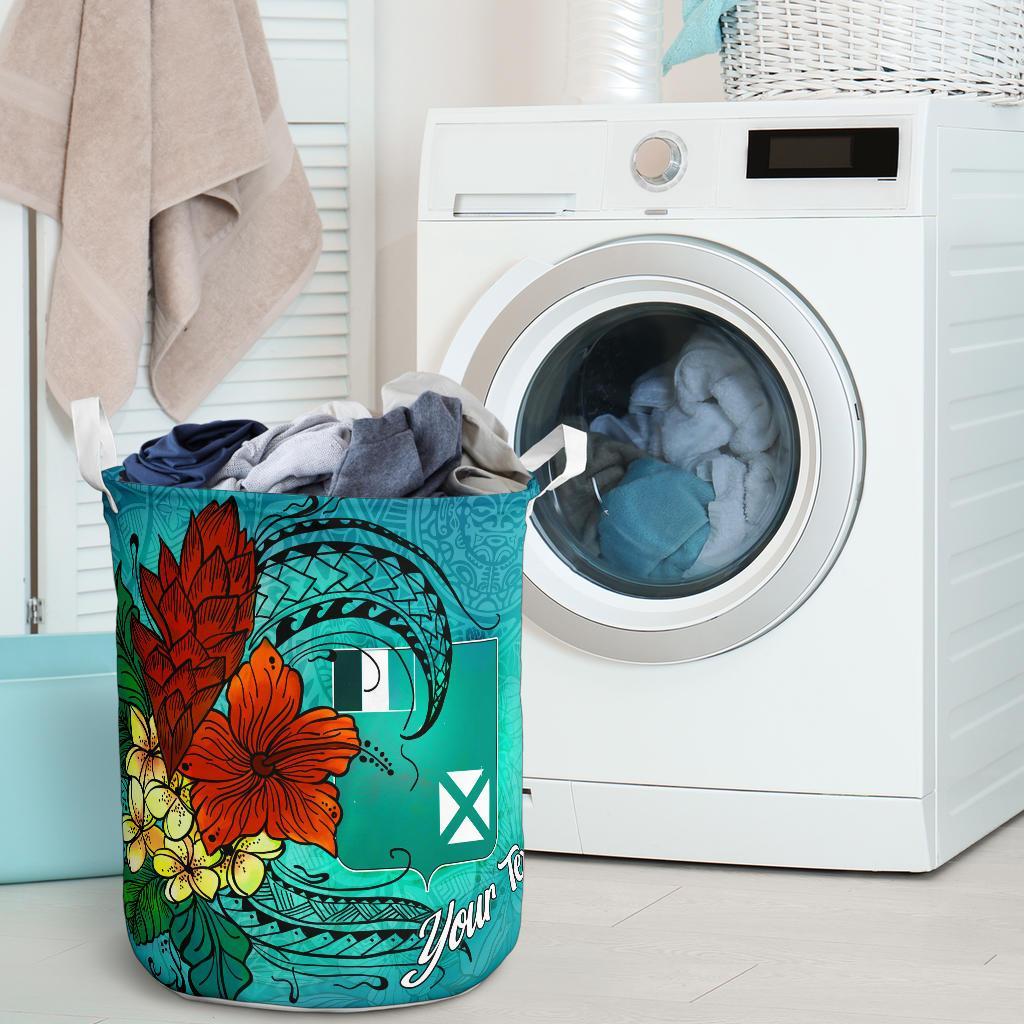 Wallis and Futuna Laundry Basket - Custom Personalised Tropical Flowers Style - Polynesian Pride