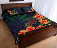 Hibiscus Palm Background Quilt Bed Set - Polynesian Pride