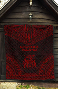 Norfolk Island Premium Quilt - Norfolk Island Coat Of Arms Polynesian Chief Red Version - Polynesian Pride