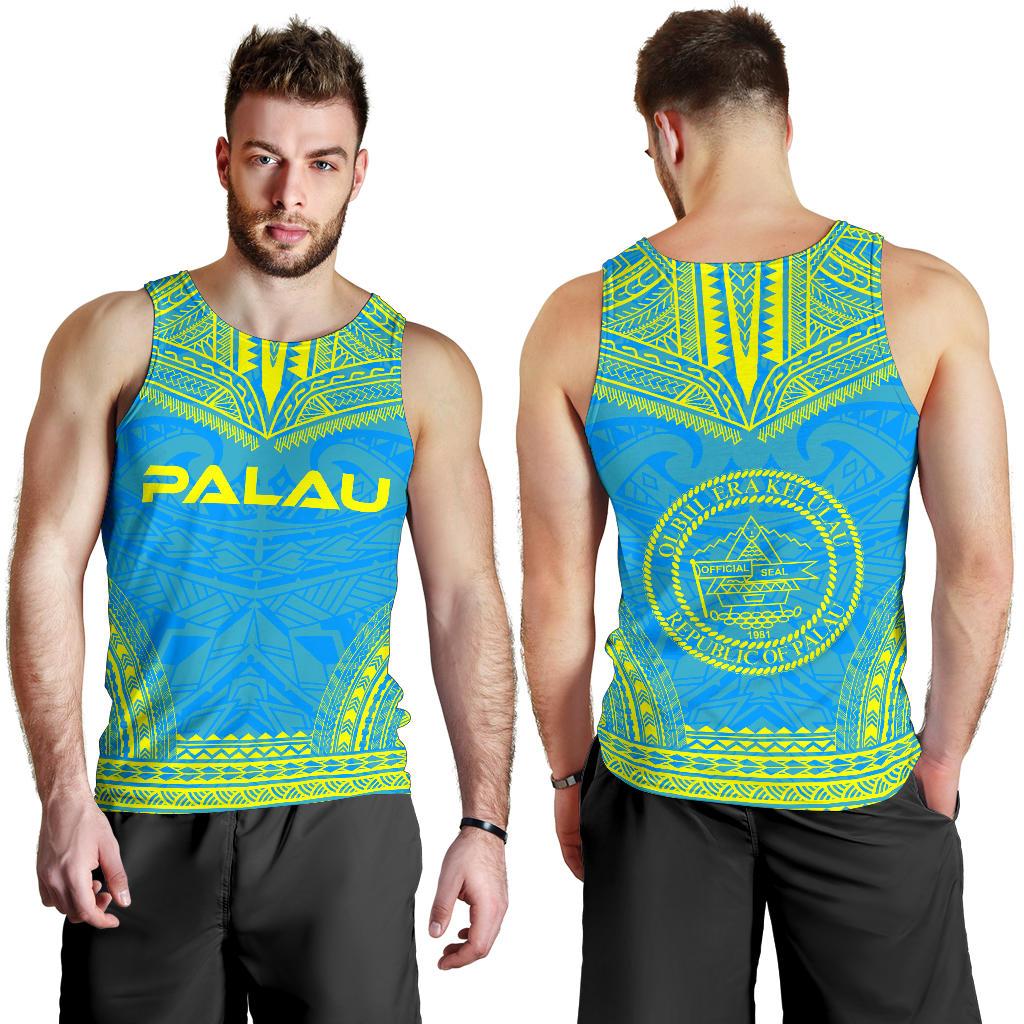 Palau Men's Tank Top - Polynesian Chief Flag Version - Polynesian Pride