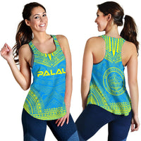 Palau Women's Racerback Tank - Polynesian Chief Flag Version - Polynesian Pride