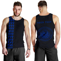 Hawaii Kakau Polynesian Coat Of Arms Personalized Men's Tank Top - Blue Blue - Polynesian Pride
