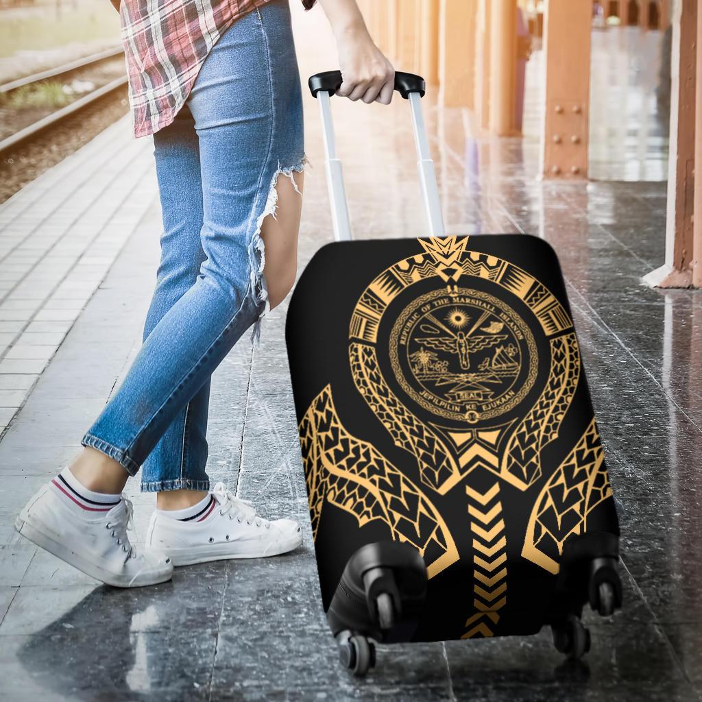 Marshall Islands Luggage Cover - Polynesian Tribal Gold - Polynesian Pride