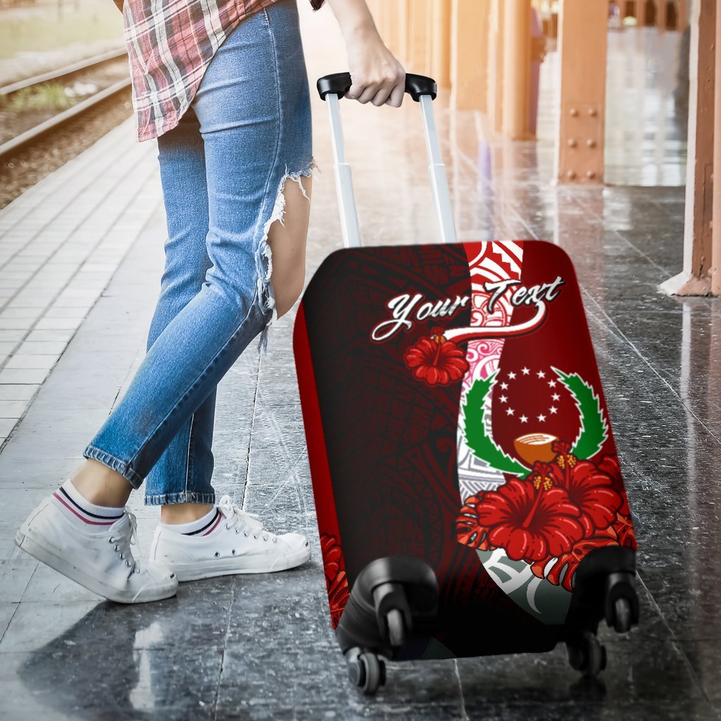 Pohnpei Micronesia Custom Personalised Luggage Covers - Coat Of Arm With Hibiscus - Polynesian Pride