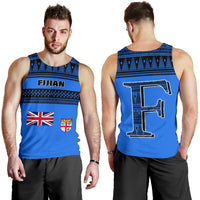 Fiji Men's Tank Top - Tapa Blue Style Blue - Polynesian Pride