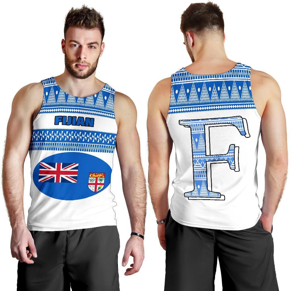 Fiji Men's Tank Top - Tapa White Style White - Polynesian Pride