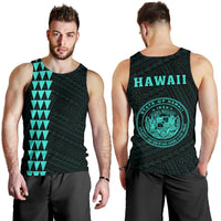 Hawaii Kakau Polynesian Coat Of Arms Men's Tank Top - Turquoise Turquoise - Polynesian Pride