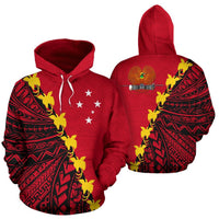 Papua New Guinea Hoodie Papua New Guinea Flag Coat of Arms Unisex Red - Polynesian Pride