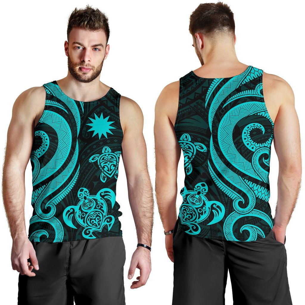 Nauru Men's Tank Top - Turquoise Tentacle Turtle - Polynesian Pride