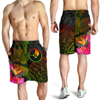 YAP Polynesian Men's Shorts - Hibiscus and Banana Leaves - Polynesian Pride