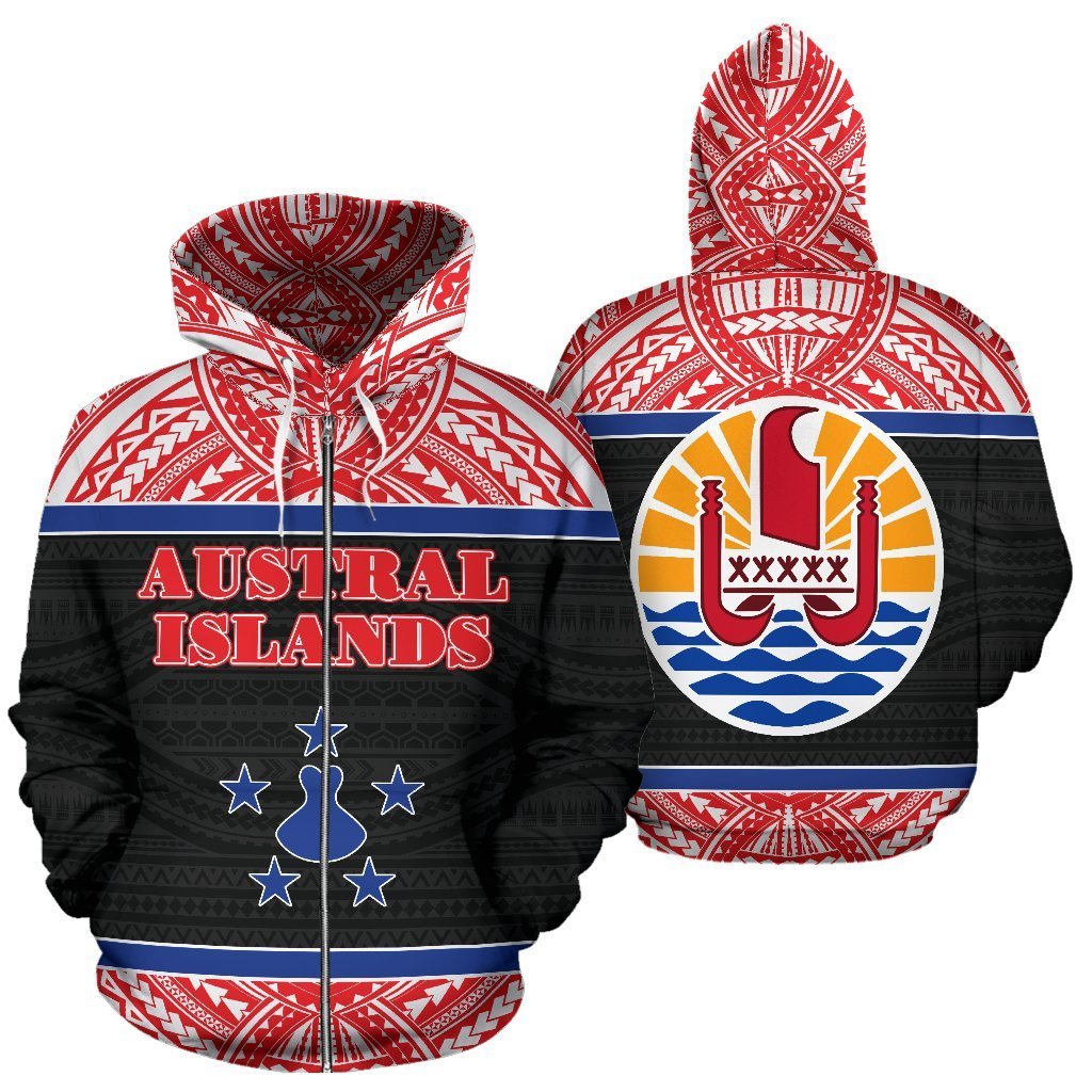 Austral Islands All Over Zip up Hoodie Polynesian Hoodie Style Unisex White - Polynesian Pride