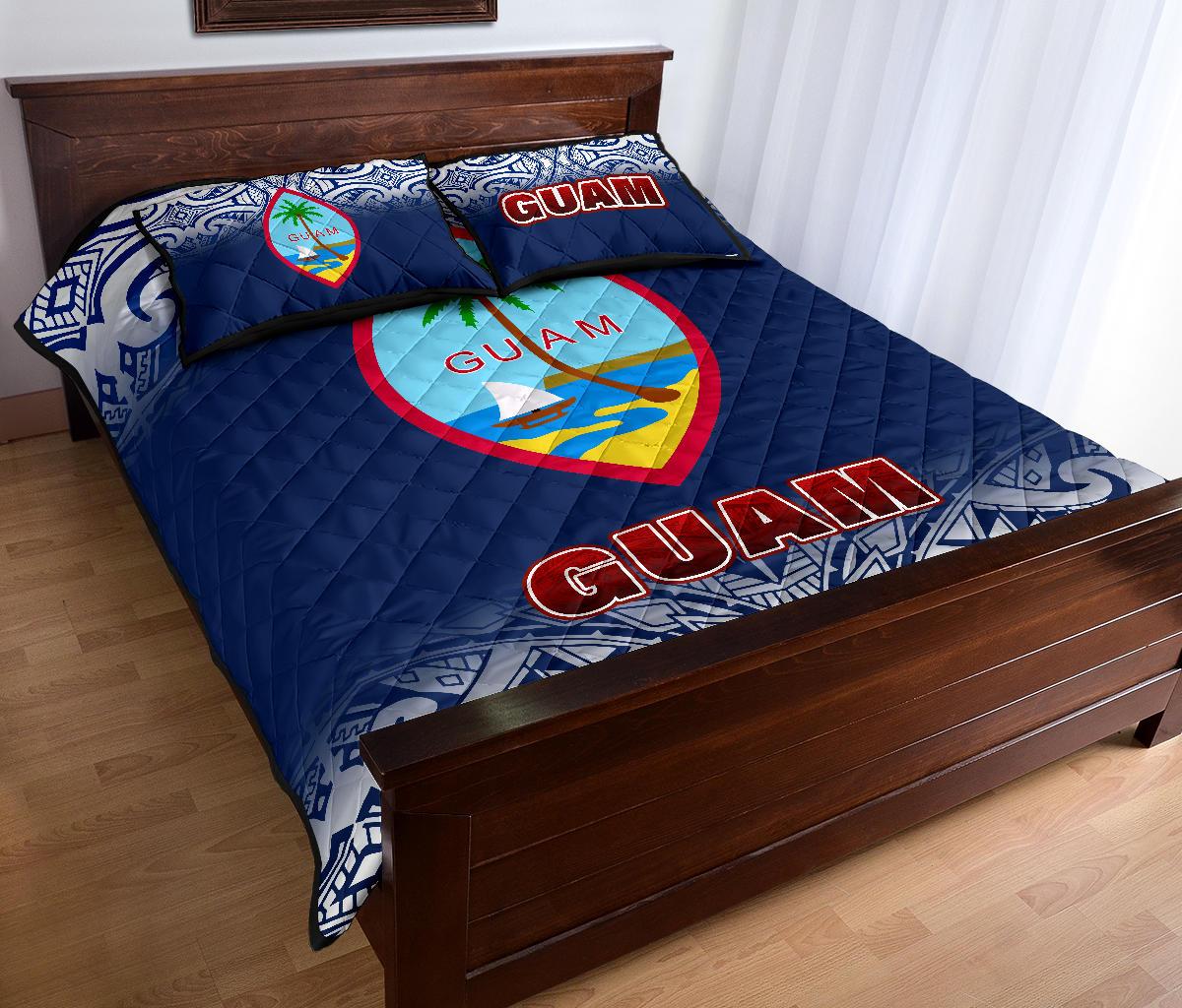 Guam Quilt Bed Set - Guam Coat Of Arms Fog Style - Polynesian Pride