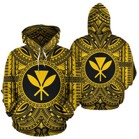 Kanaka Maoli ll Over Hoodie Kanaka Maoli Coat of rms Polynesian Gold Black - Polynesian Pride