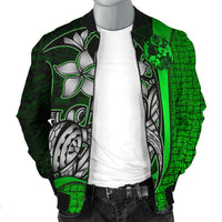 Tonga Micronesia Men's Bomber Jackets Green - Turtle With Hook - Polynesian Pride