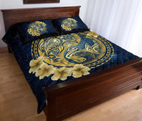 Hawaii Galaxy Yin Yang Turtle Shark Hibiscus Plumeria Quilt Bed Set - Polynesian Pride