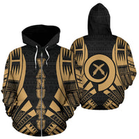 Vanuatu Polynesian Zip up Hoodie Gold Tattoo Unisex Gold - Polynesian Pride