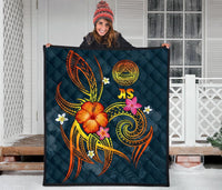 American Samoa Polynesian Premium Quilt - Legend of American Samoa (Blue) - Polynesian Pride