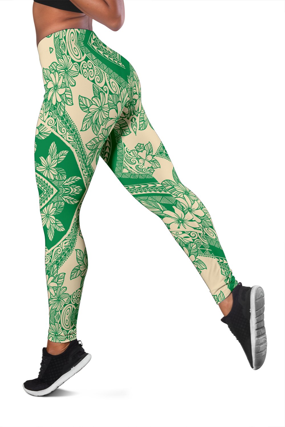 Polynesian Plumeria Mix Green Hawaii Women's Leggings AH - Polynesian Pride