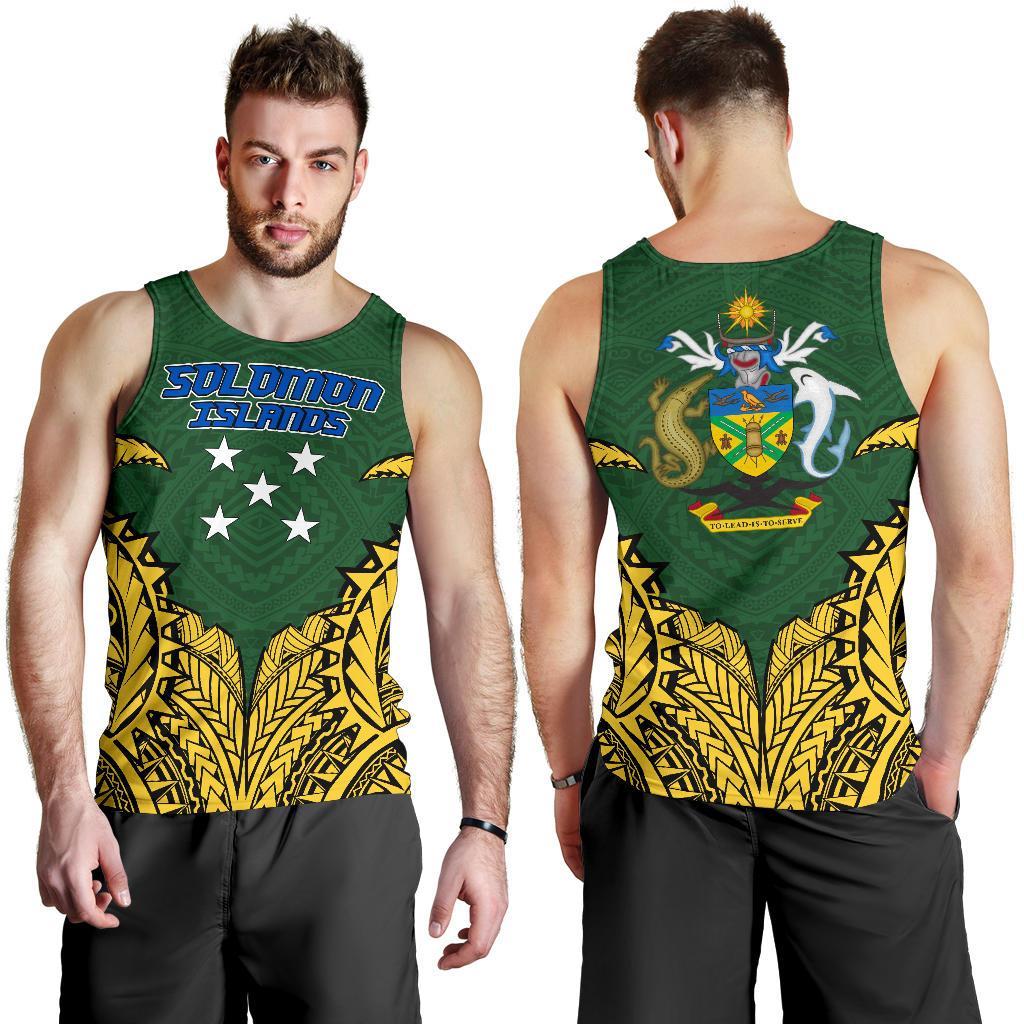 Solomon Islands Premium Tank Top A7 Green and Yellow - Polynesian Pride