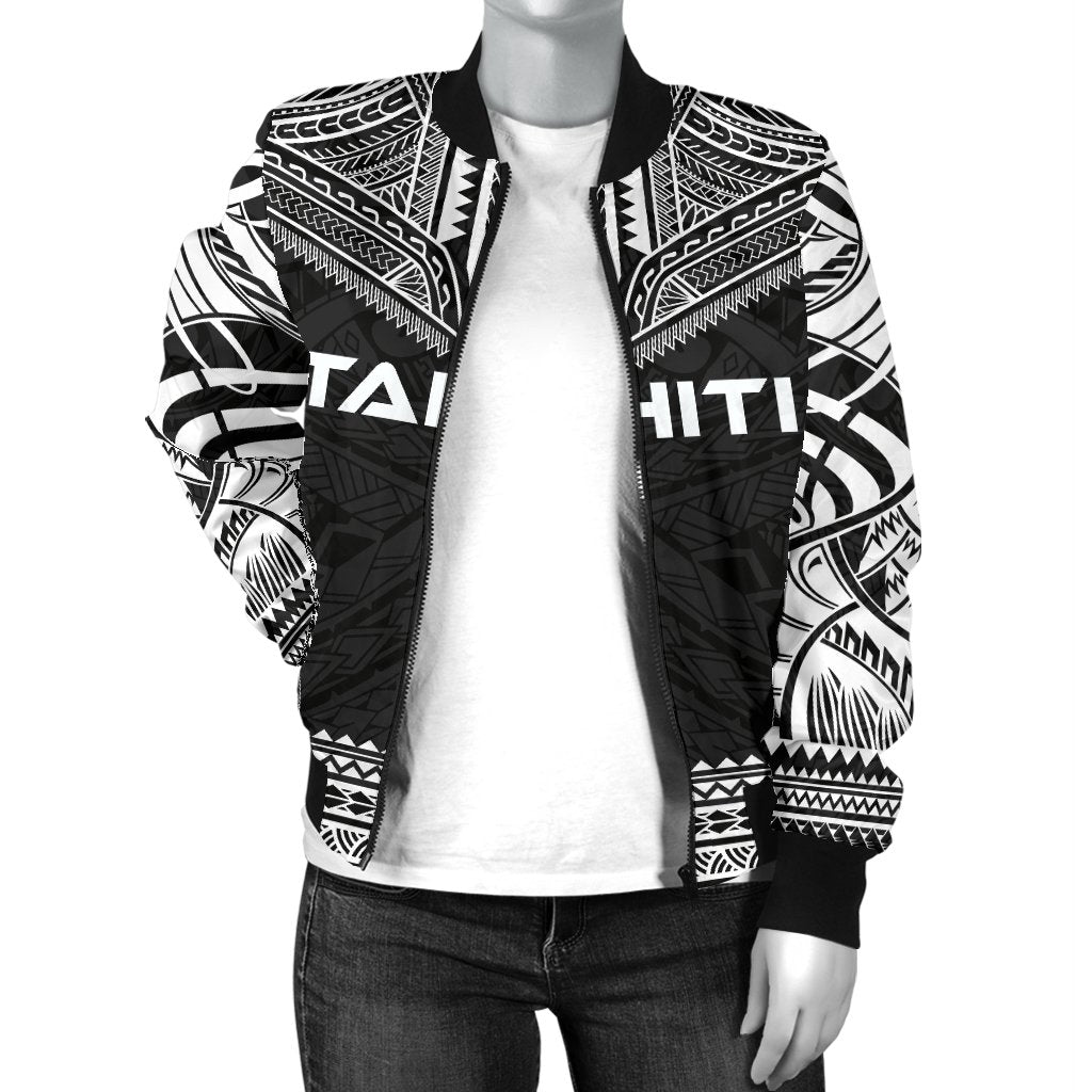Tahiti Polynesian Chief Women'S Bomber Jacket - Black Version - Polynesian Pride